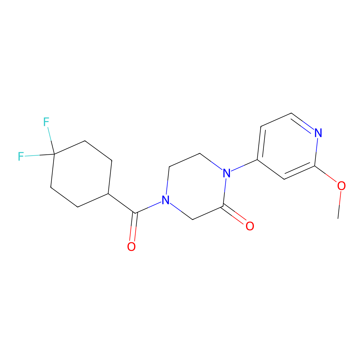 4-(4,4-Difluorocyclohexanecarbonyl)-1-(2-methoxypyridin-4-yl)piperazin-2-one molecular structure, CAS 2380095-09-8