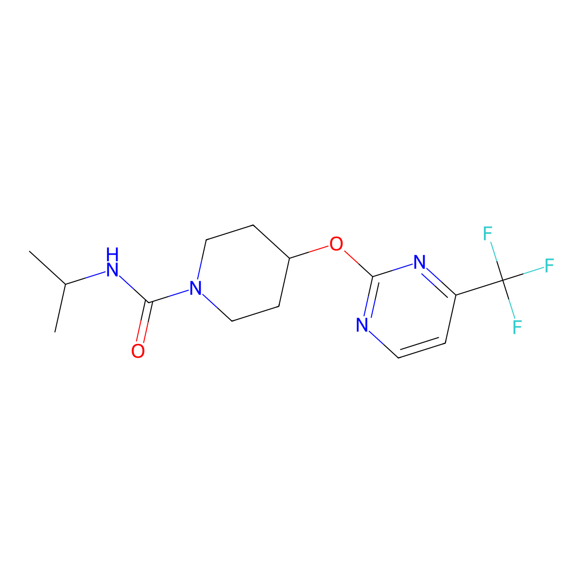 N-(propan-2-yl)-4-{[4-(trifluoromethyl)pyrimidin-2-yl]oxy}piperidine-1-carboxamide molecular structure, CAS 2380095-12-3