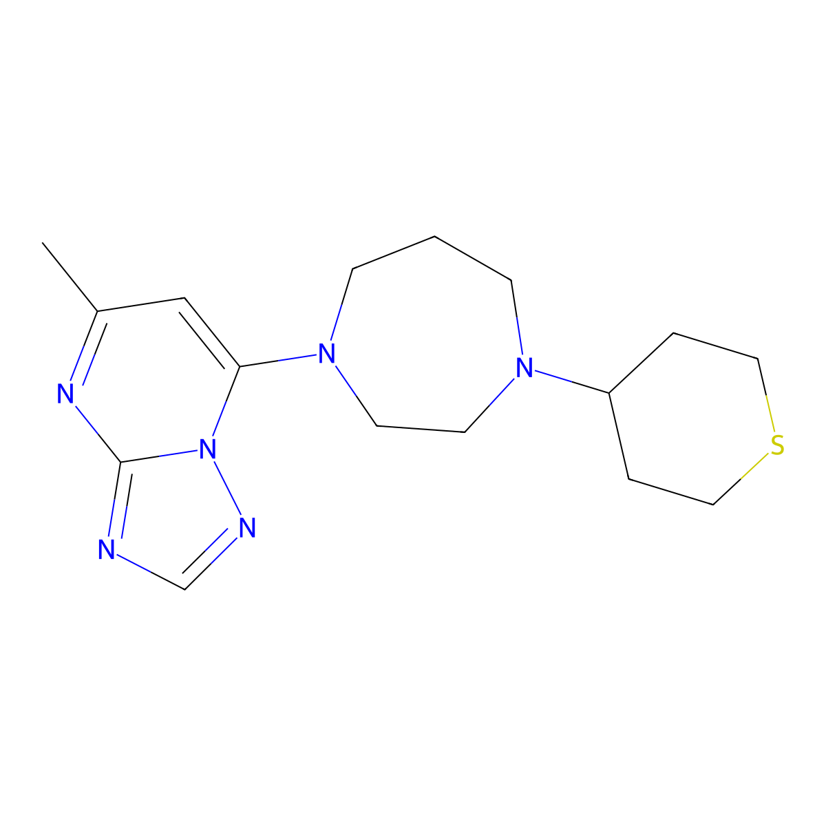 1-{5-Methyl-[1,2,4]triazolo[1,5-a]pyrimidin-7-yl}-4-(thian-4-yl)-1,4-diazepane molecular structure, CAS 2380095-13-4