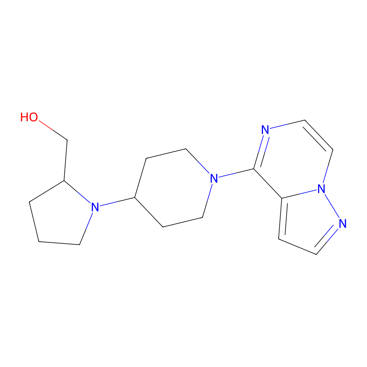 [1-(1-{Pyrazolo[1,5-a]pyrazin-4-yl}piperidin-4-yl)pyrrolidin-2-yl]methanol molecular structure, CAS 2380095-17-8