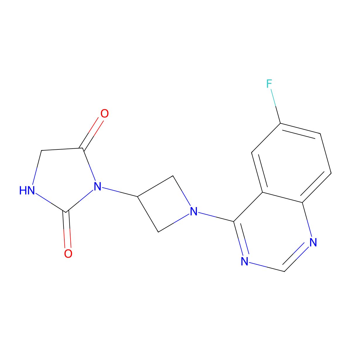 3-[1-(6-Fluoroquinazolin-4-yl)azetidin-3-yl]imidazolidine-2,4-dione molecular structure, CAS 2380095-18-9