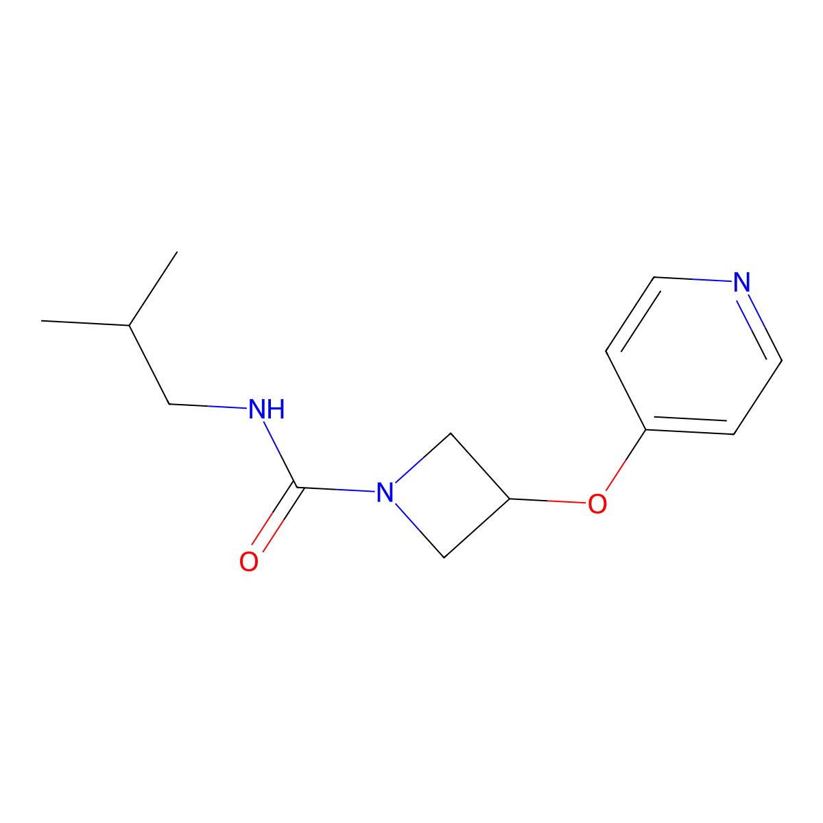 N-(2-methylpropyl)-3-(pyridin-4-yloxy)azetidine-1-carboxamide molecular structure, CAS 2380095-26-9