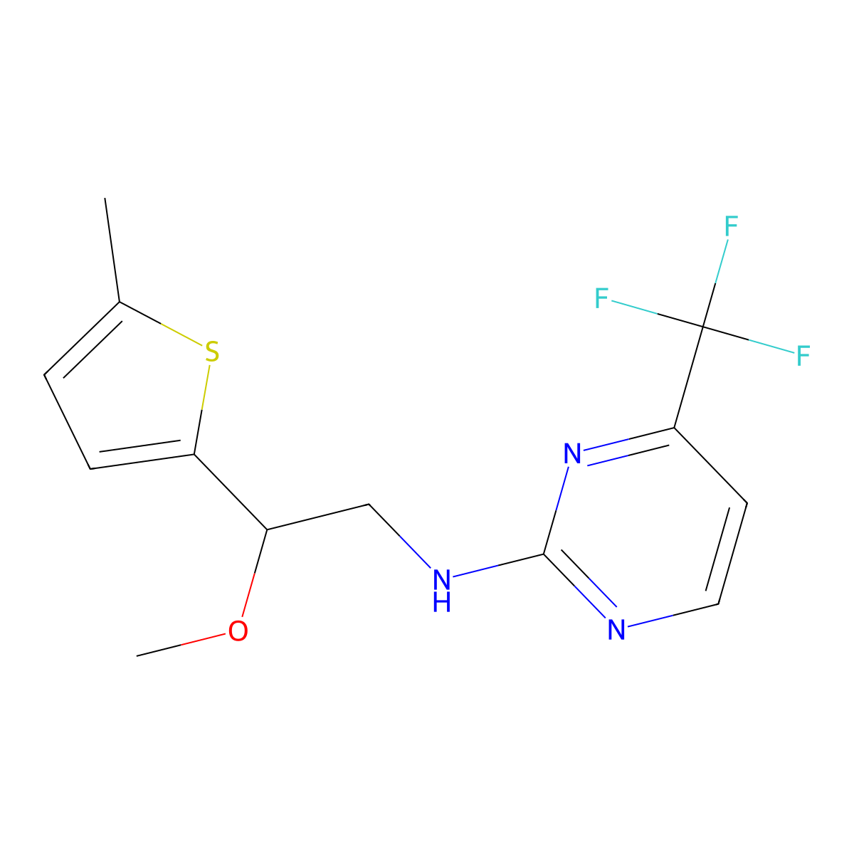N-[2-Methoxy-2-(5-methylthiophen-2-yl)ethyl]-4-(trifluoromethyl)pyrimidin-2-amine molecular structure, CAS 2380095-29-2