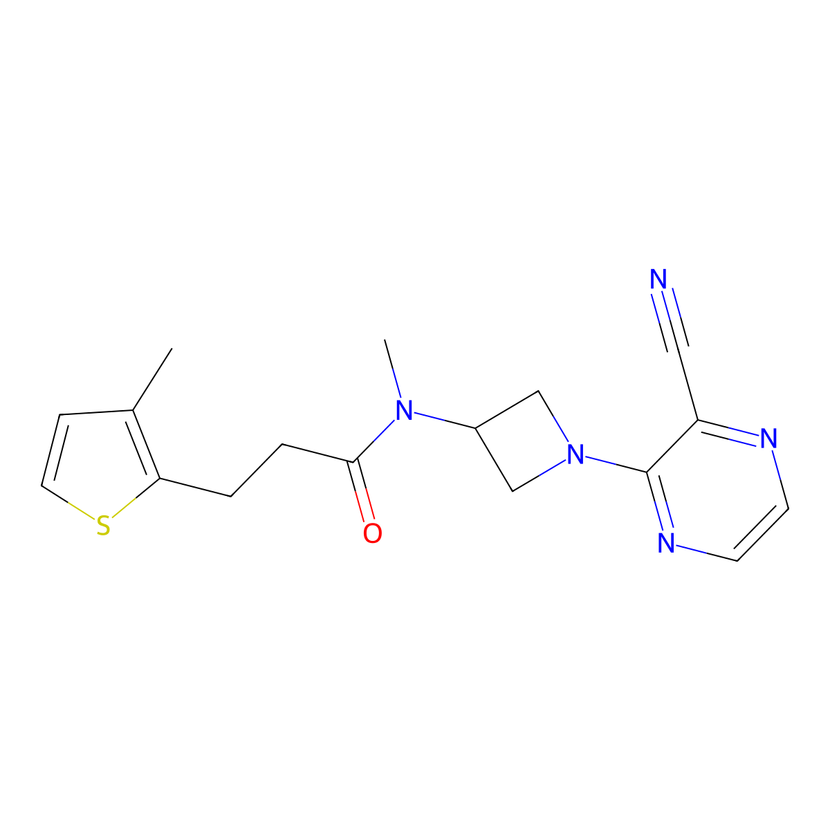 N-[1-(3-Cyanopyrazin-2-yl)azetidin-3-yl]-N-methyl-3-(3-methylthiophen-2-yl)propanamide molecular structure, CAS 2380095-30-5