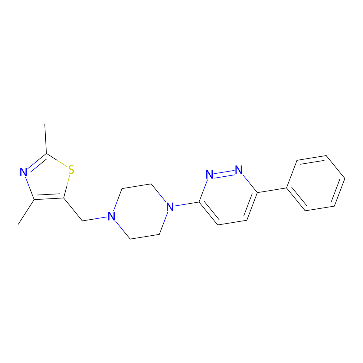 3-{4-[(2,4-Dimethyl-1,3-thiazol-5-yl)methyl]piperazin-1-yl}-6-phenylpyridazine molecular structure, CAS 2380095-32-7
