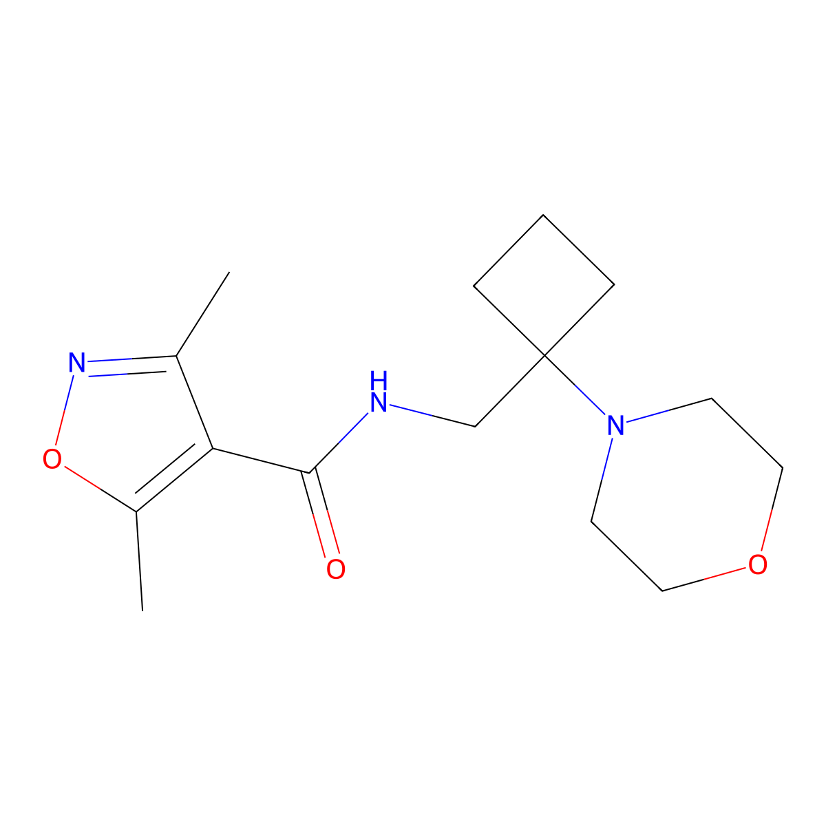 3,5-dimethyl-N-{[1-(morpholin-4-yl)cyclobutyl]methyl}-1,2-oxazole-4-carboxamide molecular structure, CAS 2380095-34-9