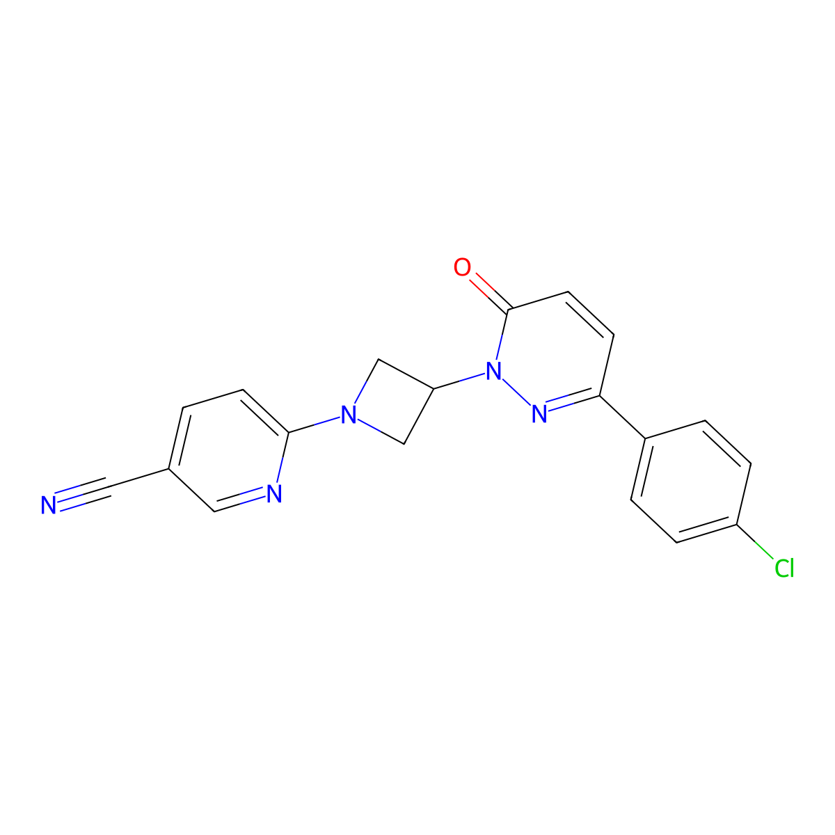 6-{3-[3-(4-Chlorophenyl)-6-oxo-1,6-dihydropyridazin-1-yl]azetidin-1-yl}pyridine-3-carbonitrile molecular structure, CAS 2380095-35-0