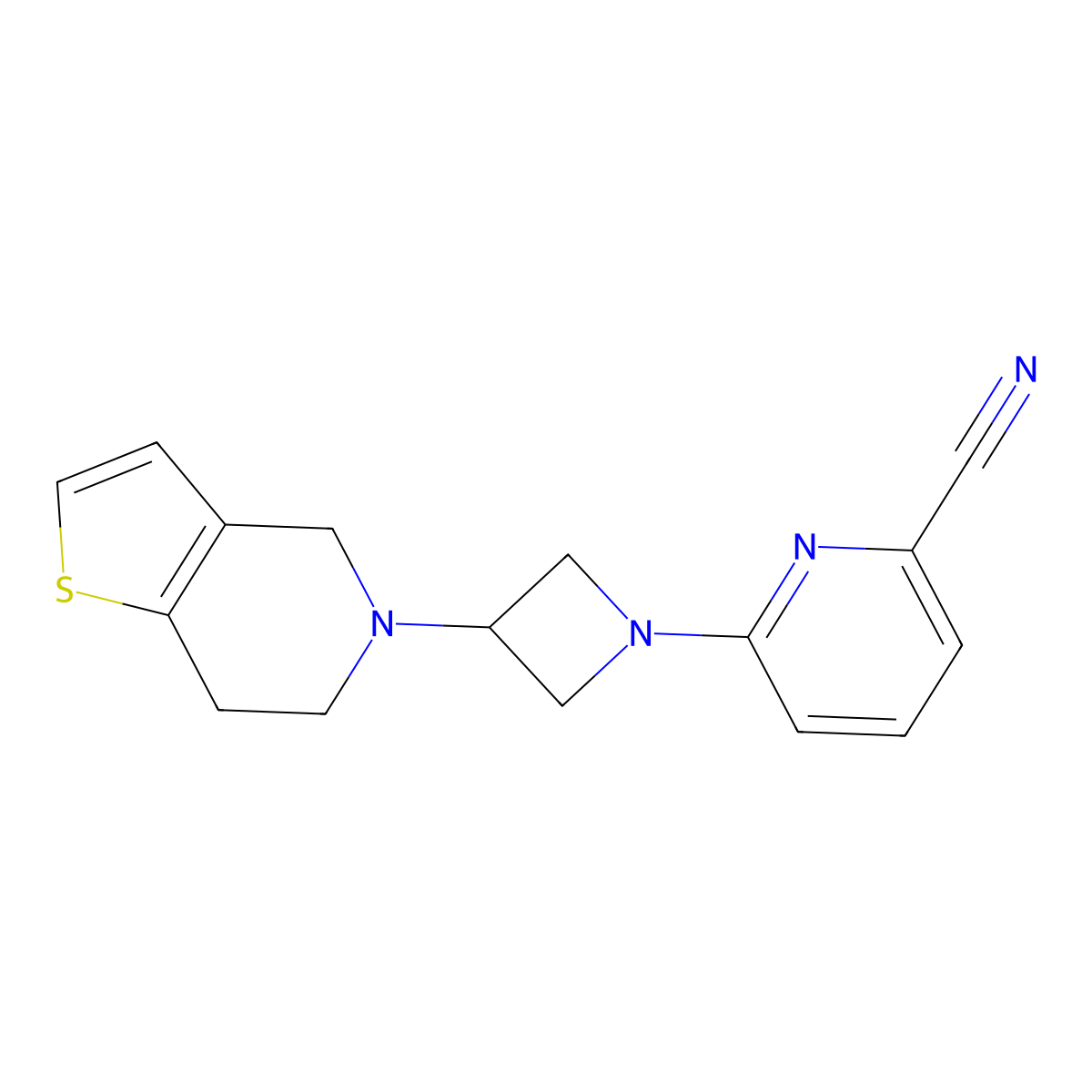 6-(3-{4H,5H,6H,7H-thieno[3,2-c]pyridin-5-yl}azetidin-1-yl)pyridine-2-carbonitrile molecular structure, CAS 2380095-45-2
