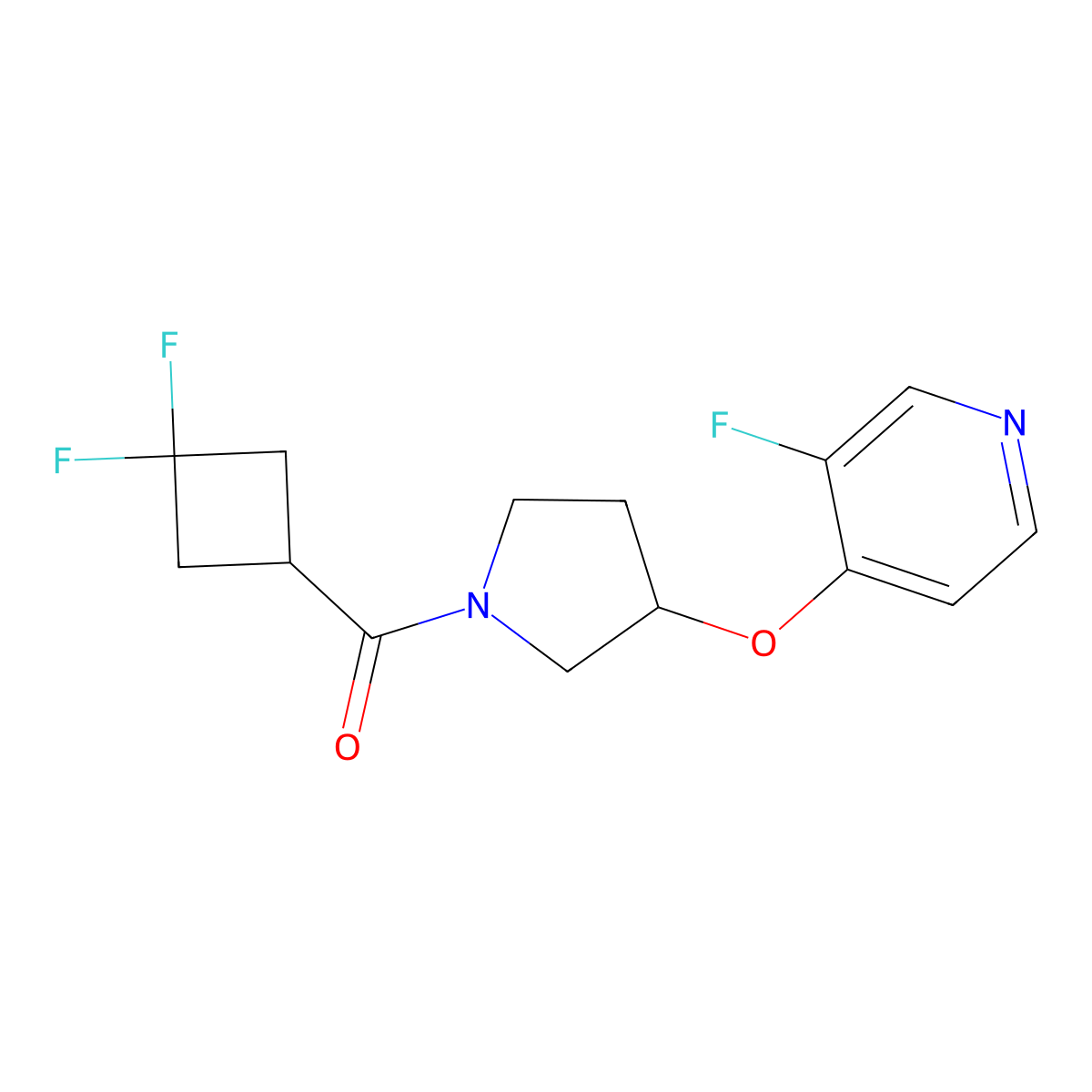 4-{[1-(3,3-Difluorocyclobutanecarbonyl)pyrrolidin-3-yl]oxy}-3-fluoropyridine molecular structure, CAS 2380095-47-4