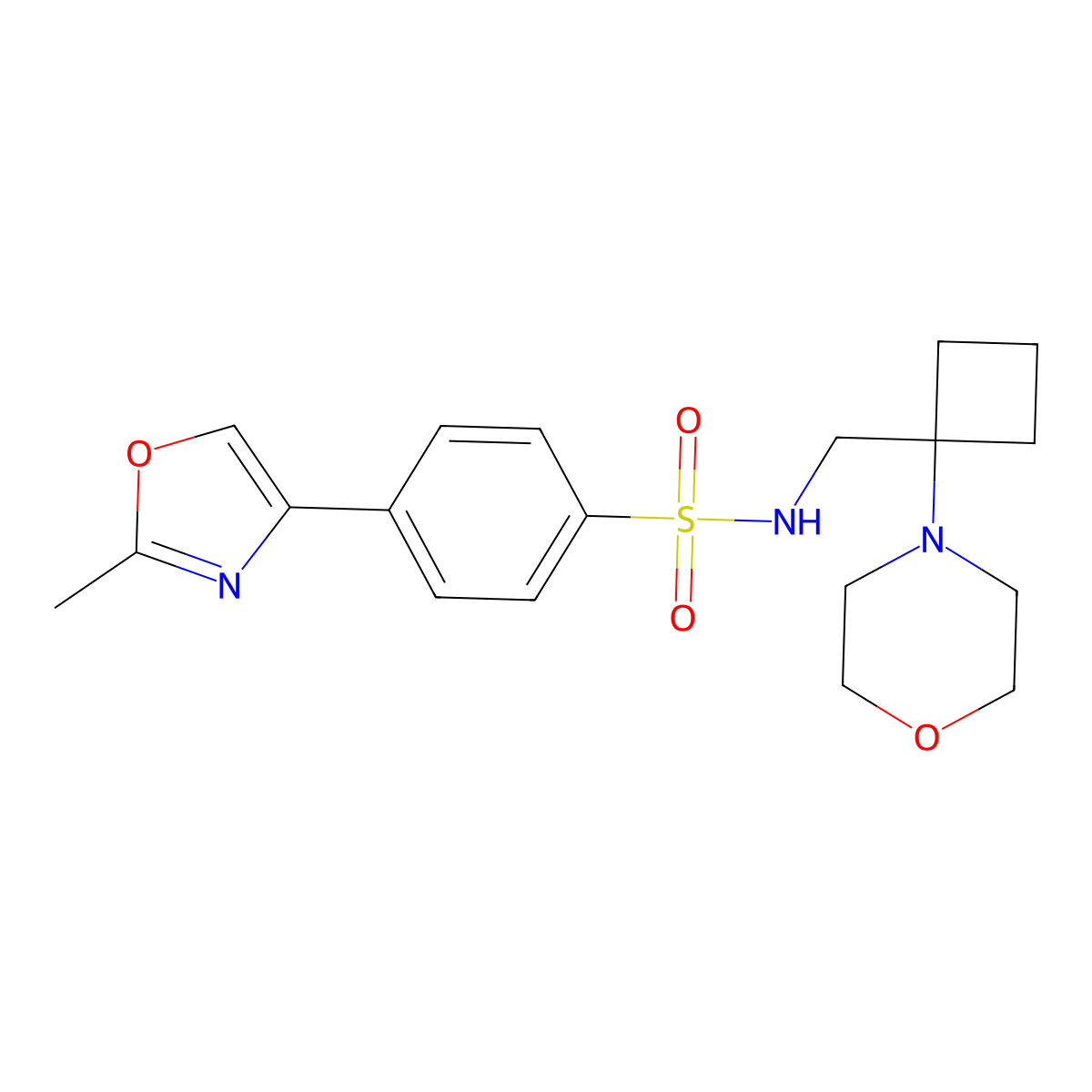 4-(2-methyl-1,3-oxazol-4-yl)-N-{[1-(morpholin-4-yl)cyclobutyl]methyl}benzene-1-sulfonamide molecular structure, CAS 2380095-53-2