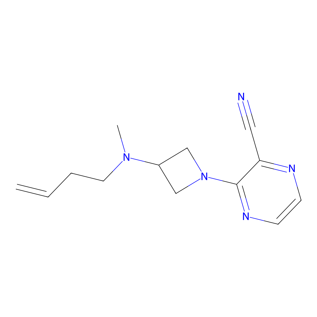 3-{3-[(But-3-en-1-yl)(methyl)amino]azetidin-1-yl}pyrazine-2-carbonitrile molecular structure, CAS 2380095-57-6