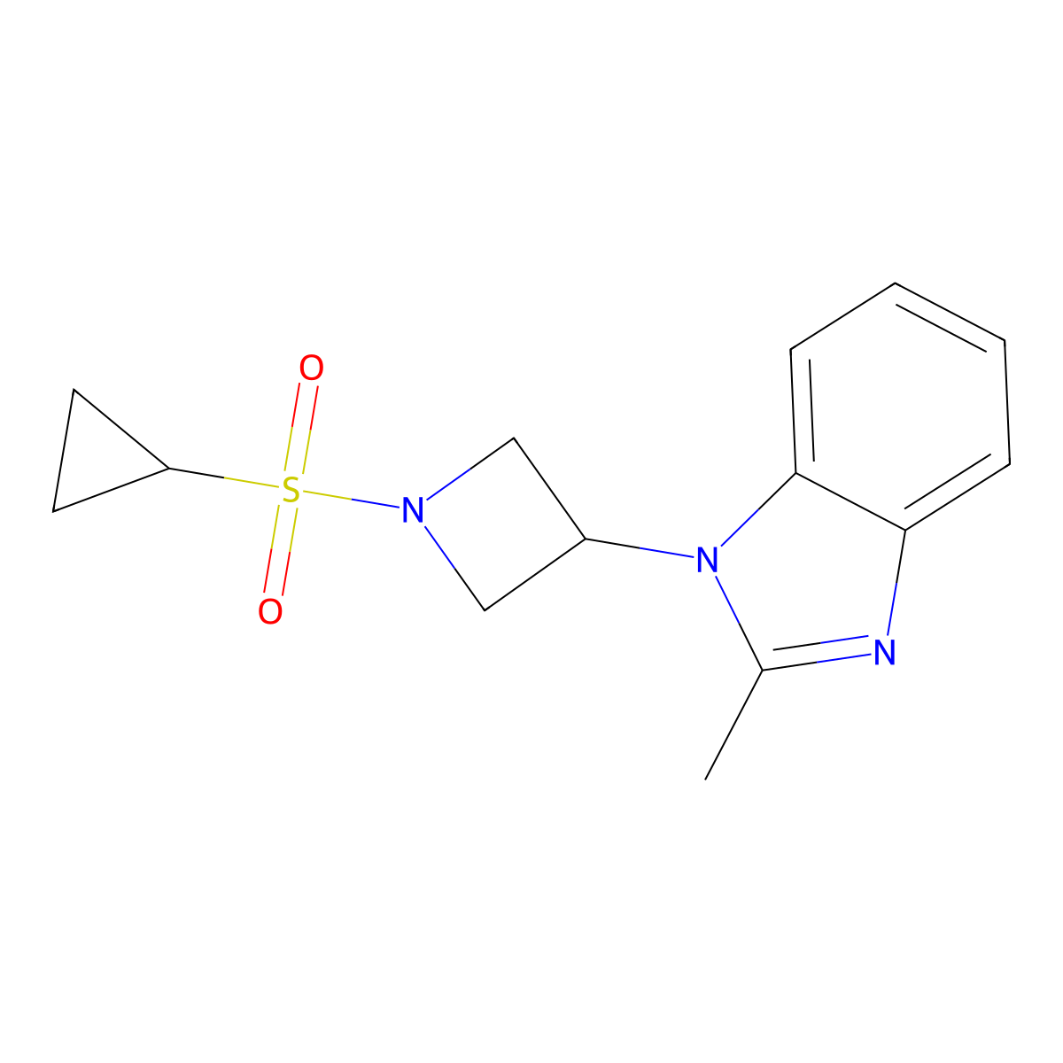 1-[1-(cyclopropanesulfonyl)azetidin-3-yl]-2-methyl-1H-1,3-benzodiazole molecular structure, CAS 2380095-58-7