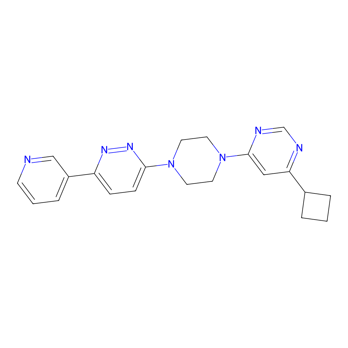 4-Cyclobutyl-6-{4-[6-(pyridin-3-yl)pyridazin-3-yl]piperazin-1-yl}pyrimidine molecular structure, CAS 2380095-59-8