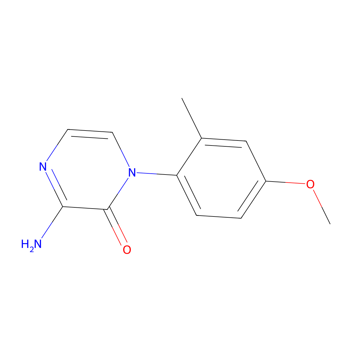 3-Amino-1-(4-methoxy-2-methylphenyl)-1,2-dihydropyrazin-2-one molecular structure, CAS 2380095-60-1