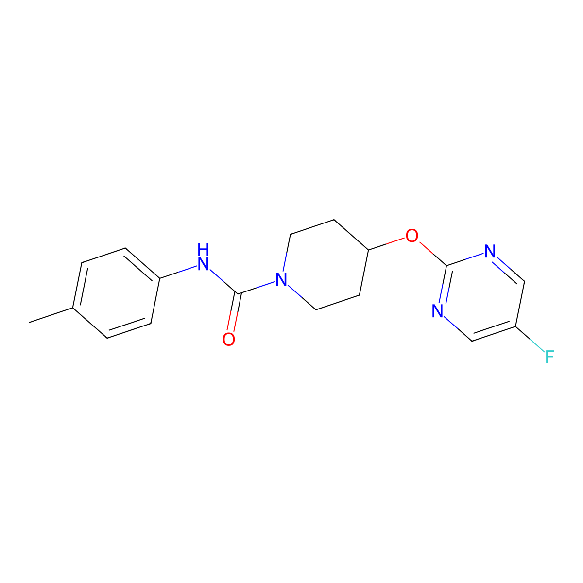 4-[(5-fluoropyrimidin-2-yl)oxy]-N-(4-methylphenyl)piperidine-1-carboxamide molecular structure, CAS 2380095-62-3