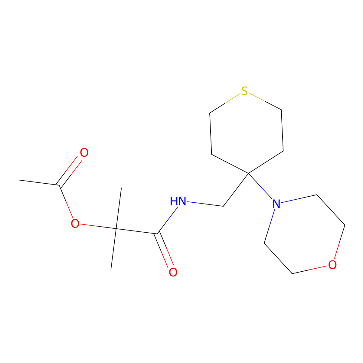1-Methyl-1-({[4-(morpholin-4-yl)thian-4-yl]methyl}carbamoyl)ethyl acetate molecular structure, CAS 2380095-63-4