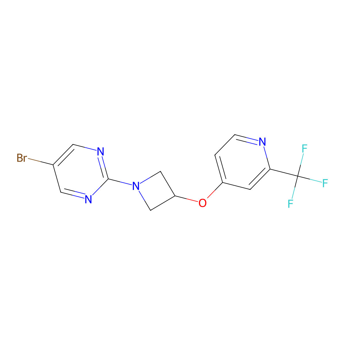 5-Bromo-2-(3-{[2-(trifluoromethyl)pyridin-4-yl]oxy}azetidin-1-yl)pyrimidine molecular structure, CAS 2380095-66-7