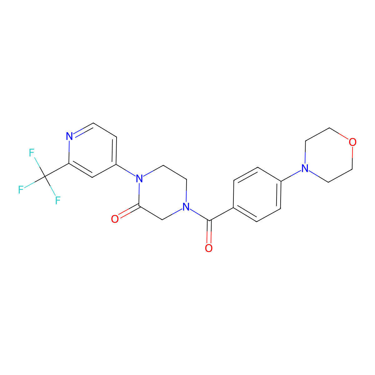 4-[4-(Morpholin-4-yl)benzoyl]-1-[2-(trifluoromethyl)pyridin-4-yl]piperazin-2-one molecular structure, CAS 2380095-68-9