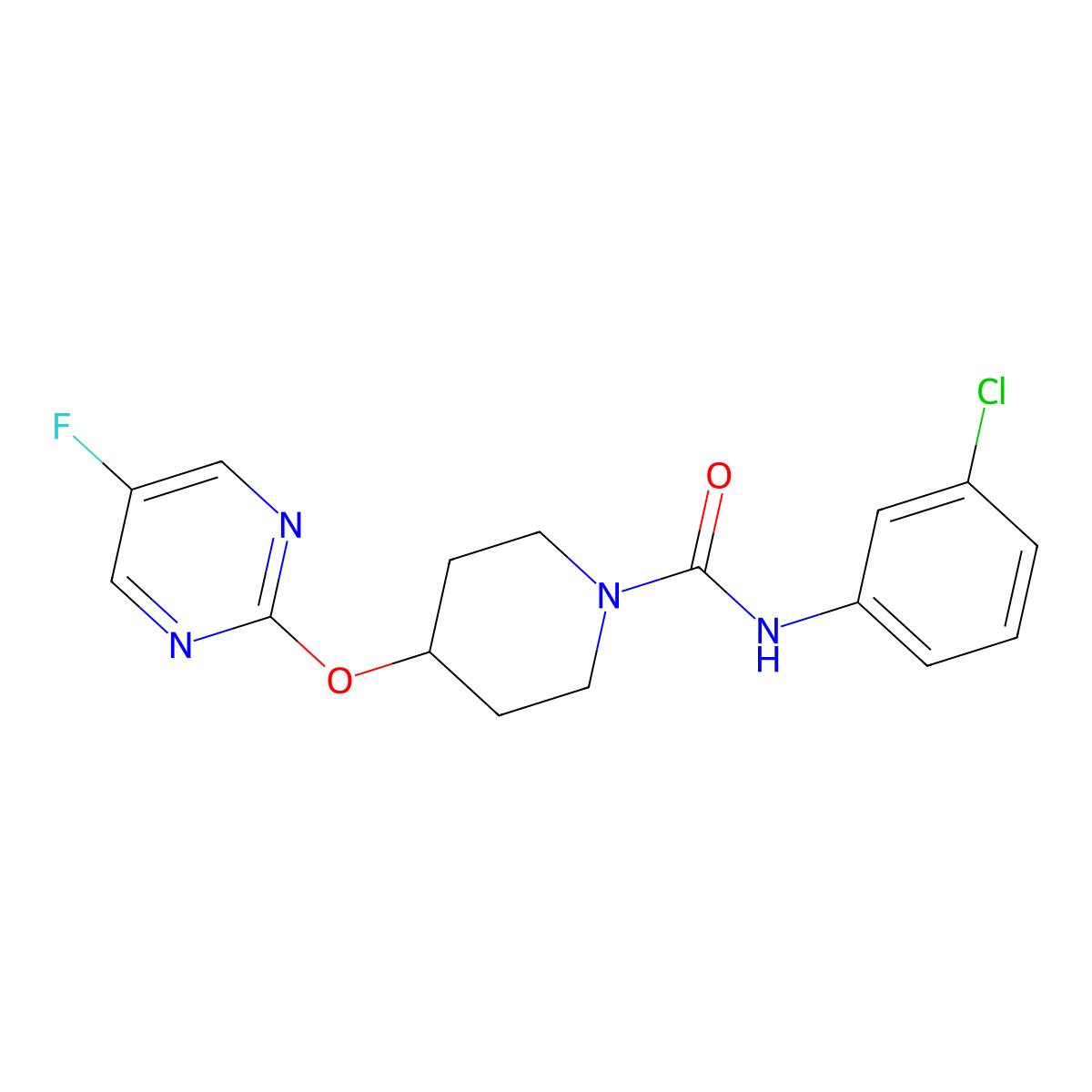 N-(3-chlorophenyl)-4-[(5-fluoropyrimidin-2-yl)oxy]piperidine-1-carboxamide molecular structure, CAS 2380095-70-3