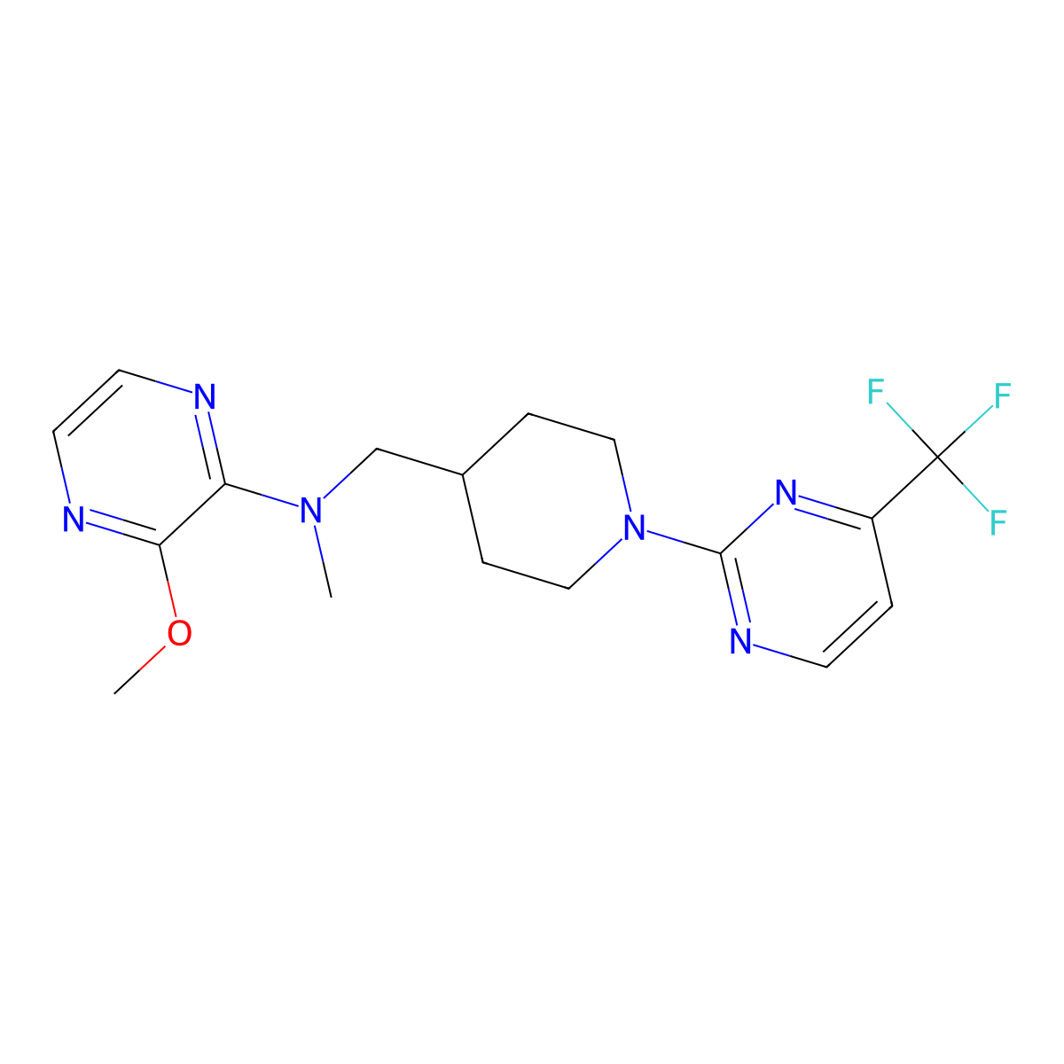 3-methoxy-N-methyl-N-({1-[4-(trifluoromethyl)pyrimidin-2-yl]piperidin-4-yl}methyl)pyrazin-2-amine molecular structure, CAS 2380095-71-4