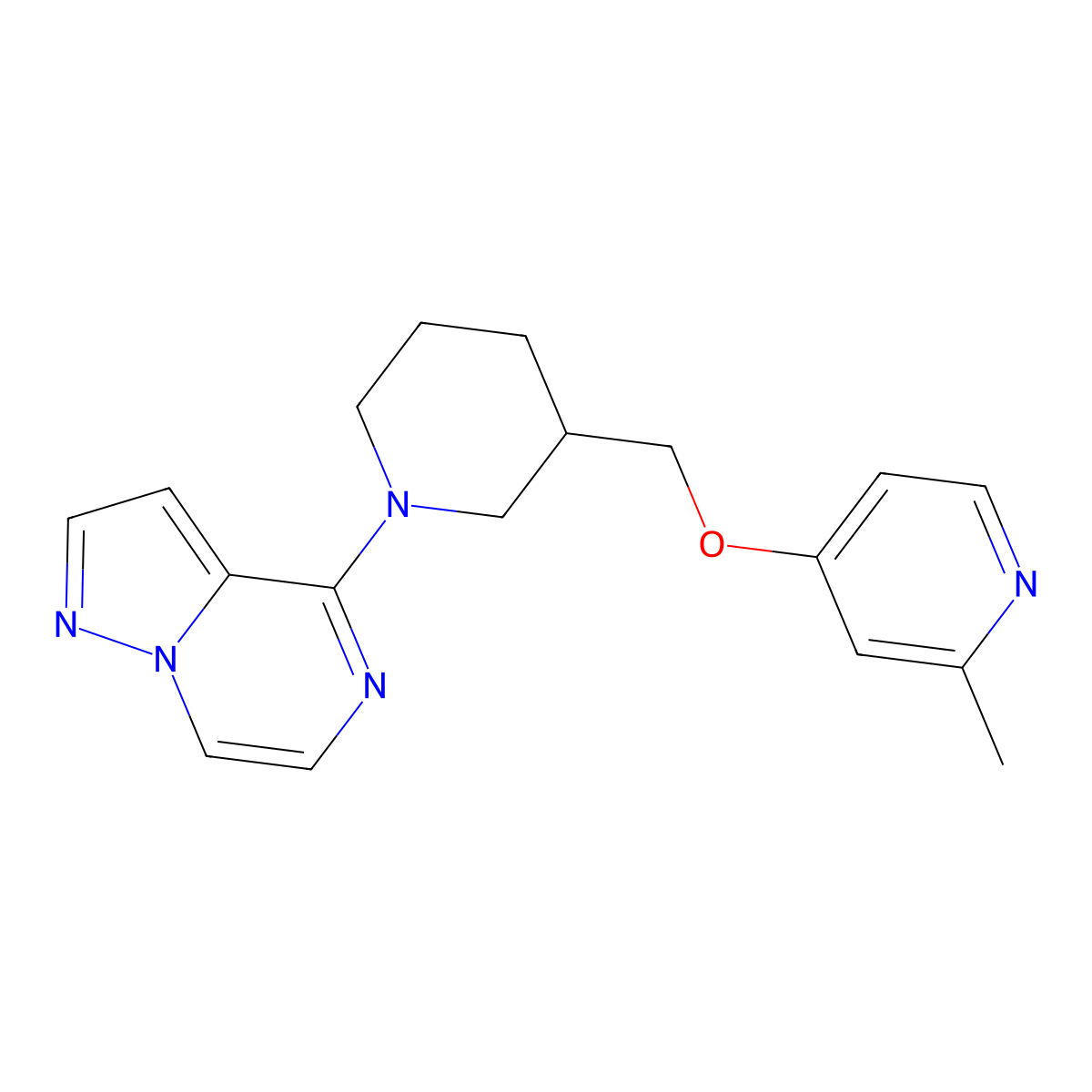 2-Methyl-4-[(1-{pyrazolo[1,5-a]pyrazin-4-yl}piperidin-3-yl)methoxy]pyridine molecular structure, CAS 2380095-72-5