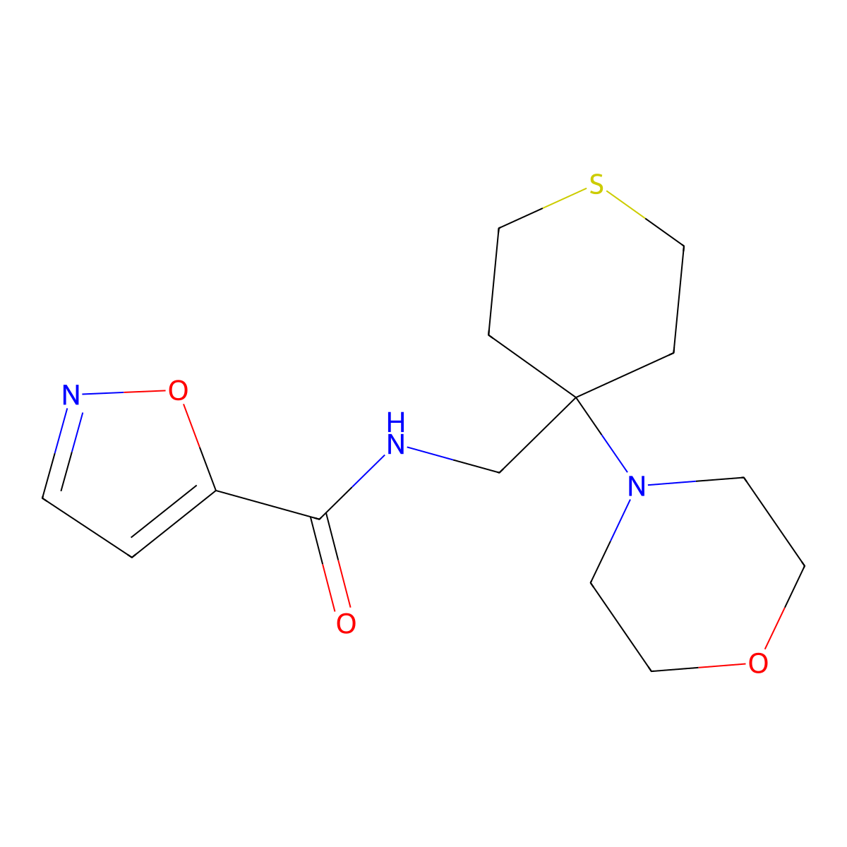 N-{[4-(morpholin-4-yl)thian-4-yl]methyl}-1,2-oxazole-5-carboxamide molecular structure, CAS 2380095-73-6