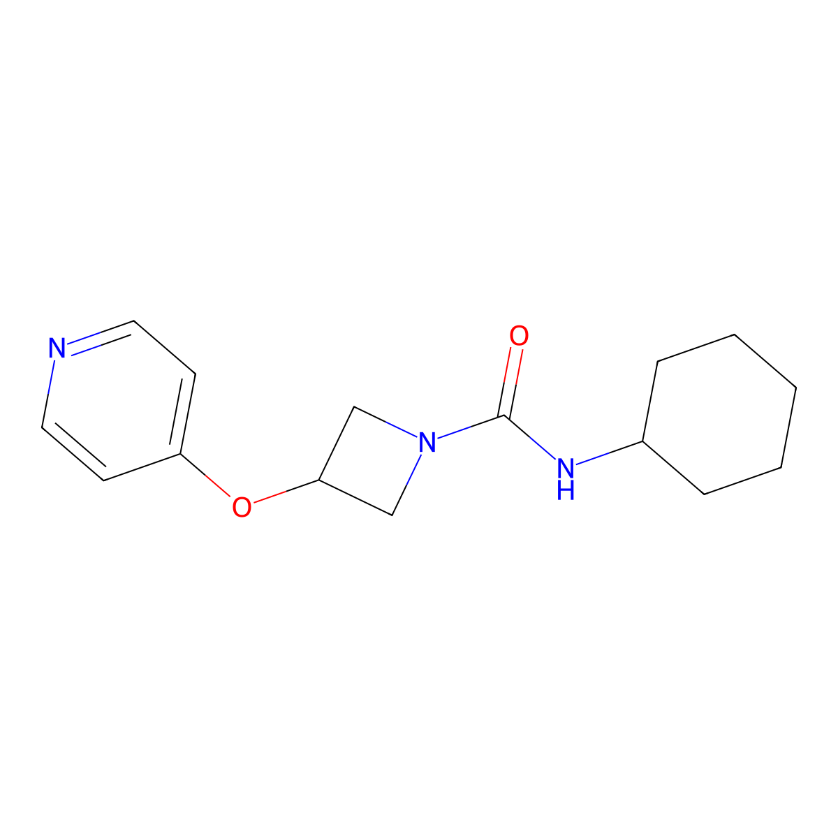 N-cyclohexyl-3-(pyridin-4-yloxy)azetidine-1-carboxamide molecular structure, CAS 2380095-77-0