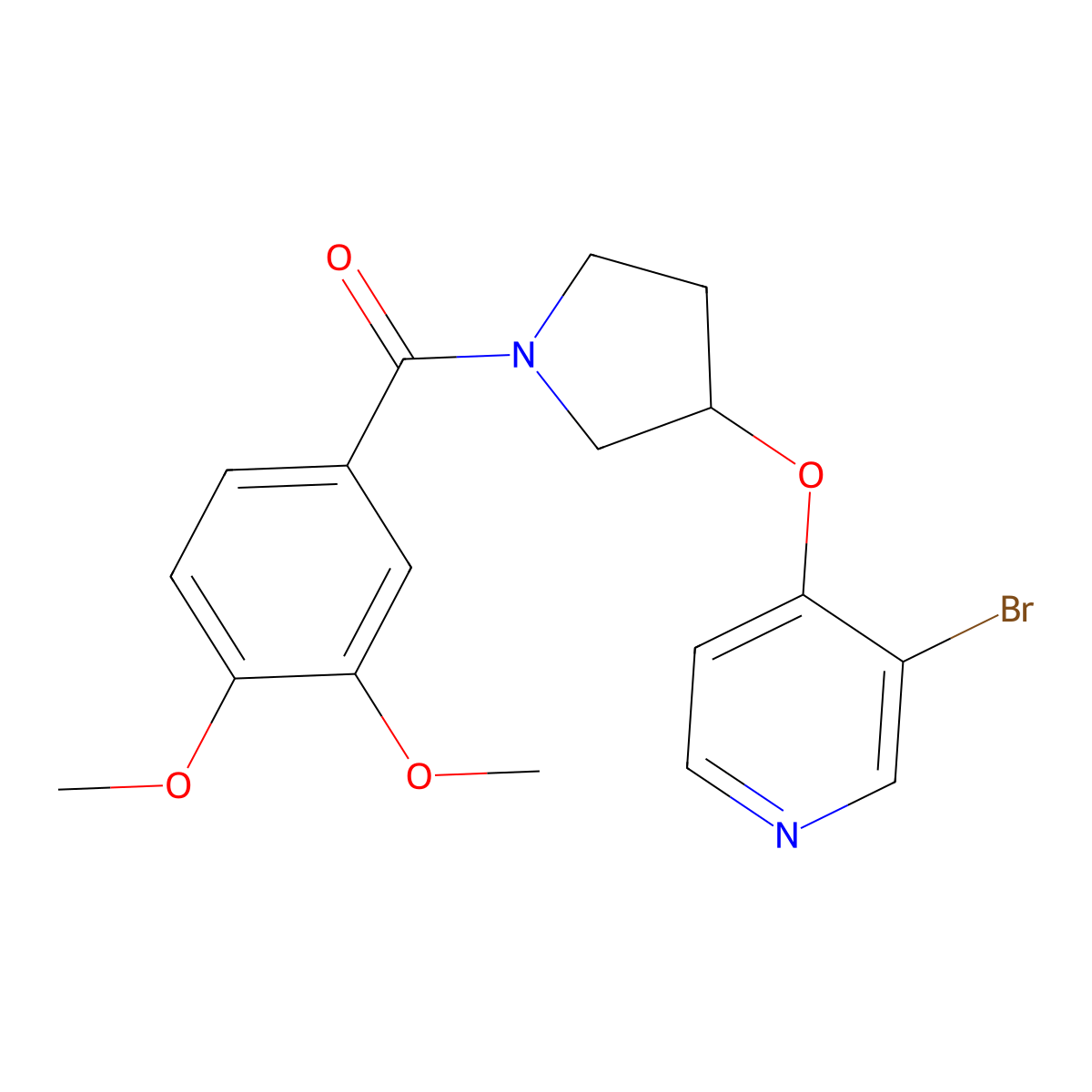 3-Bromo-4-{[1-(3,4-dimethoxybenzoyl)pyrrolidin-3-yl]oxy}pyridine molecular structure, CAS 2380095-81-6