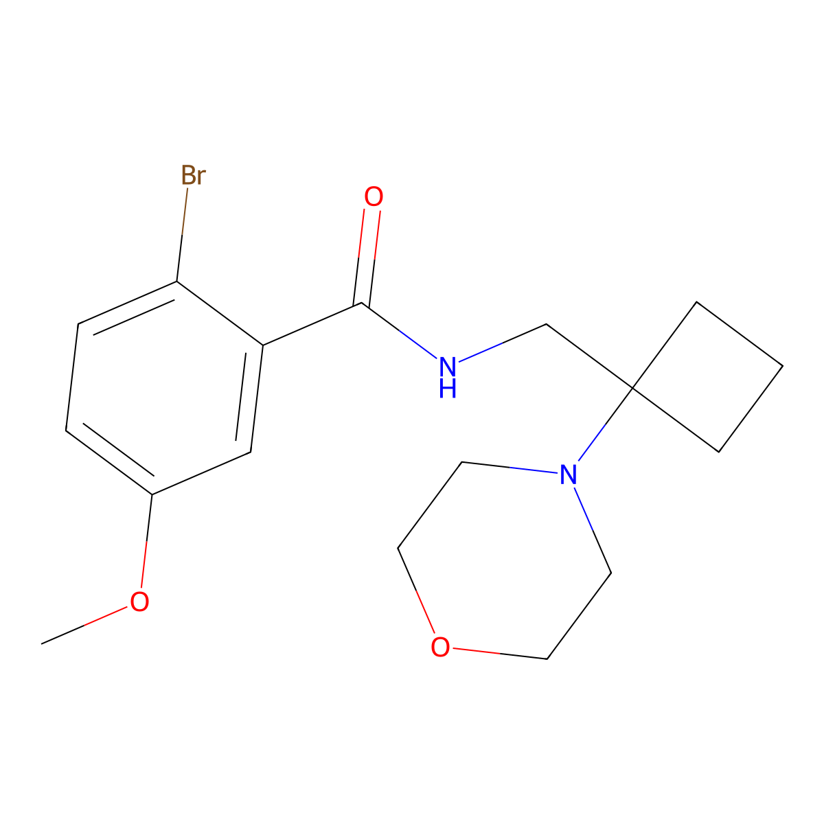 2-bromo-5-methoxy-N-{[1-(morpholin-4-yl)cyclobutyl]methyl}benzamide molecular structure, CAS 2380095-83-8