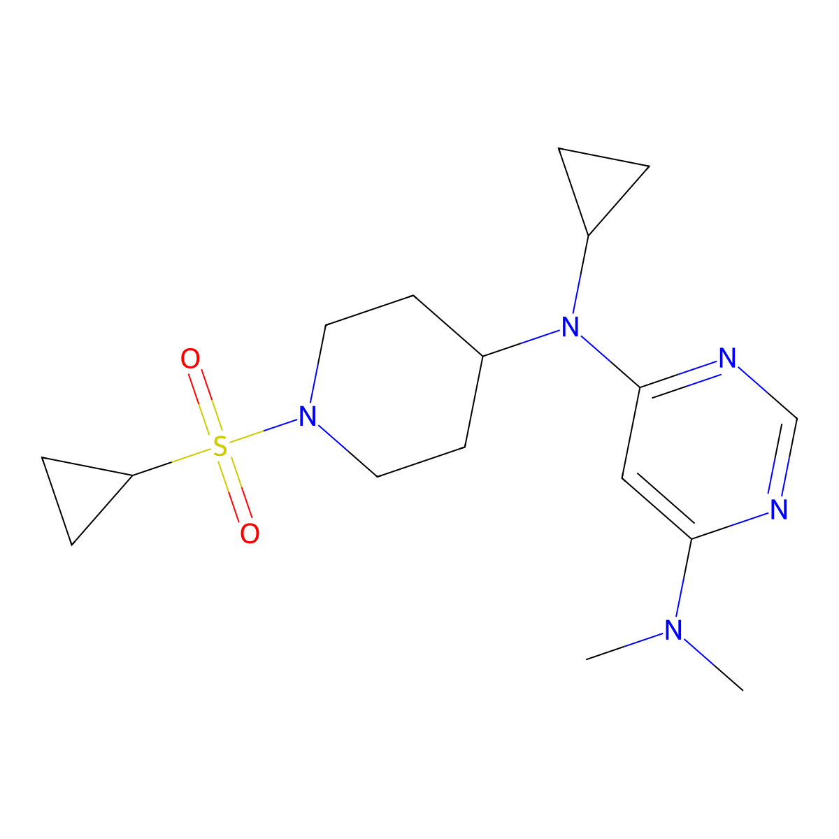 N4-[1-(cyclopropanesulfonyl)piperidin-4-yl]-N4-cyclopropyl-N6,N6-dimethylpyrimidine-4,6-diamine molecular structure, CAS 2380095-84-9