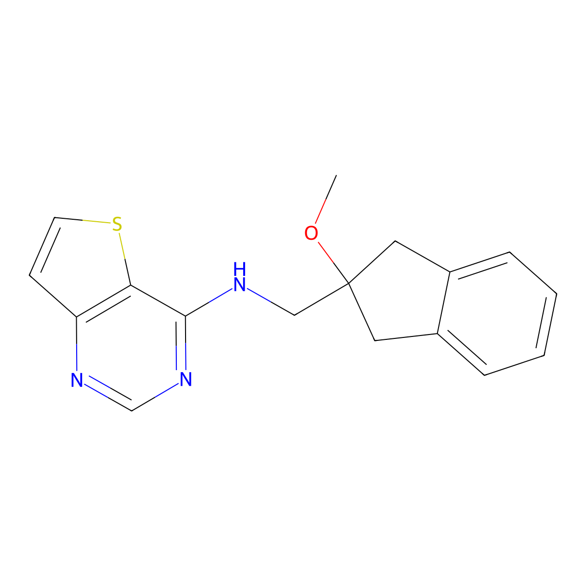N-[(2-methoxy-2,3-dihydro-1H-inden-2-yl)methyl]thieno[3,2-d]pyrimidin-4-amine molecular structure, CAS 2380095-85-0