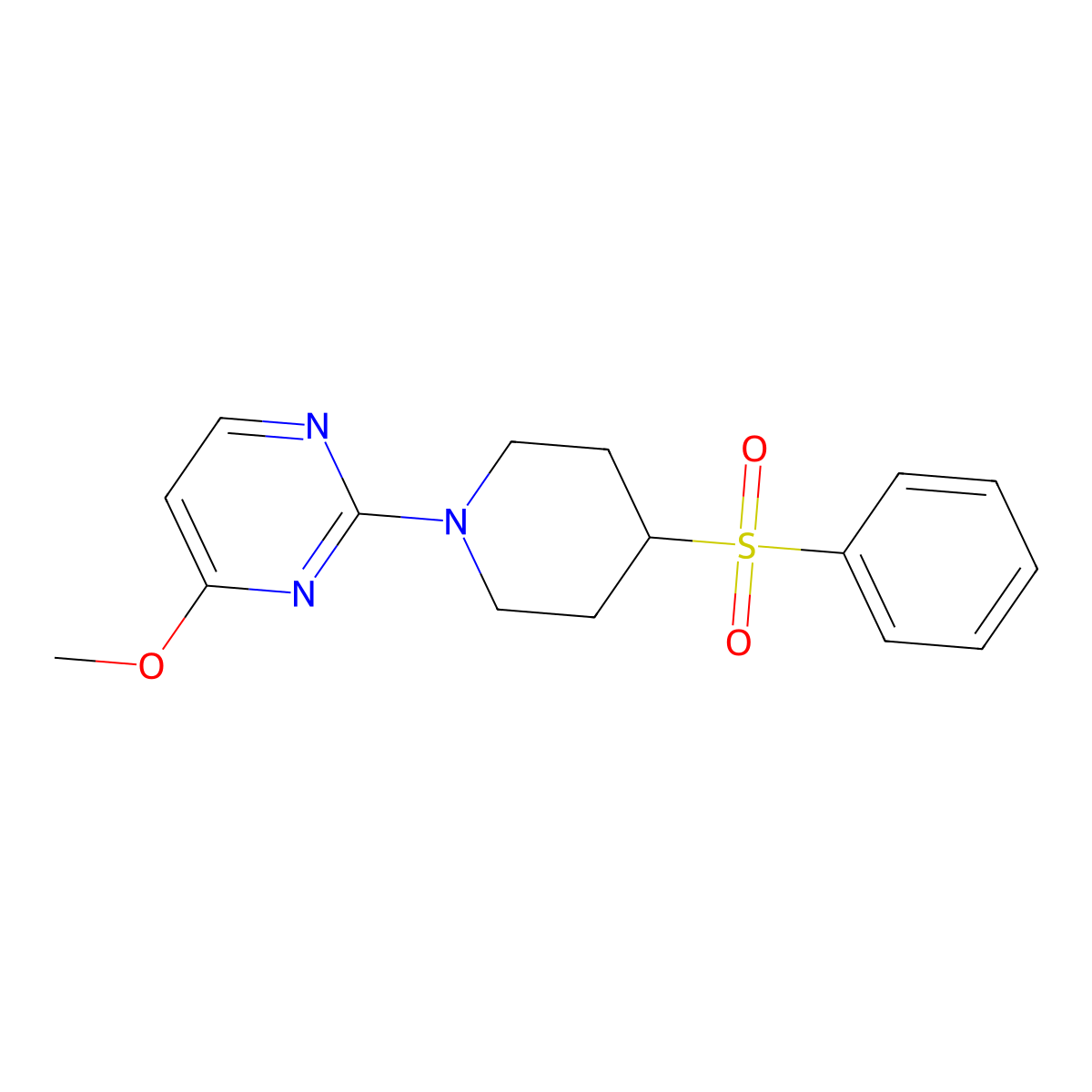 2-[4-(Benzenesulfonyl)piperidin-1-yl]-4-methoxypyrimidine molecular structure, CAS 2380095-92-9