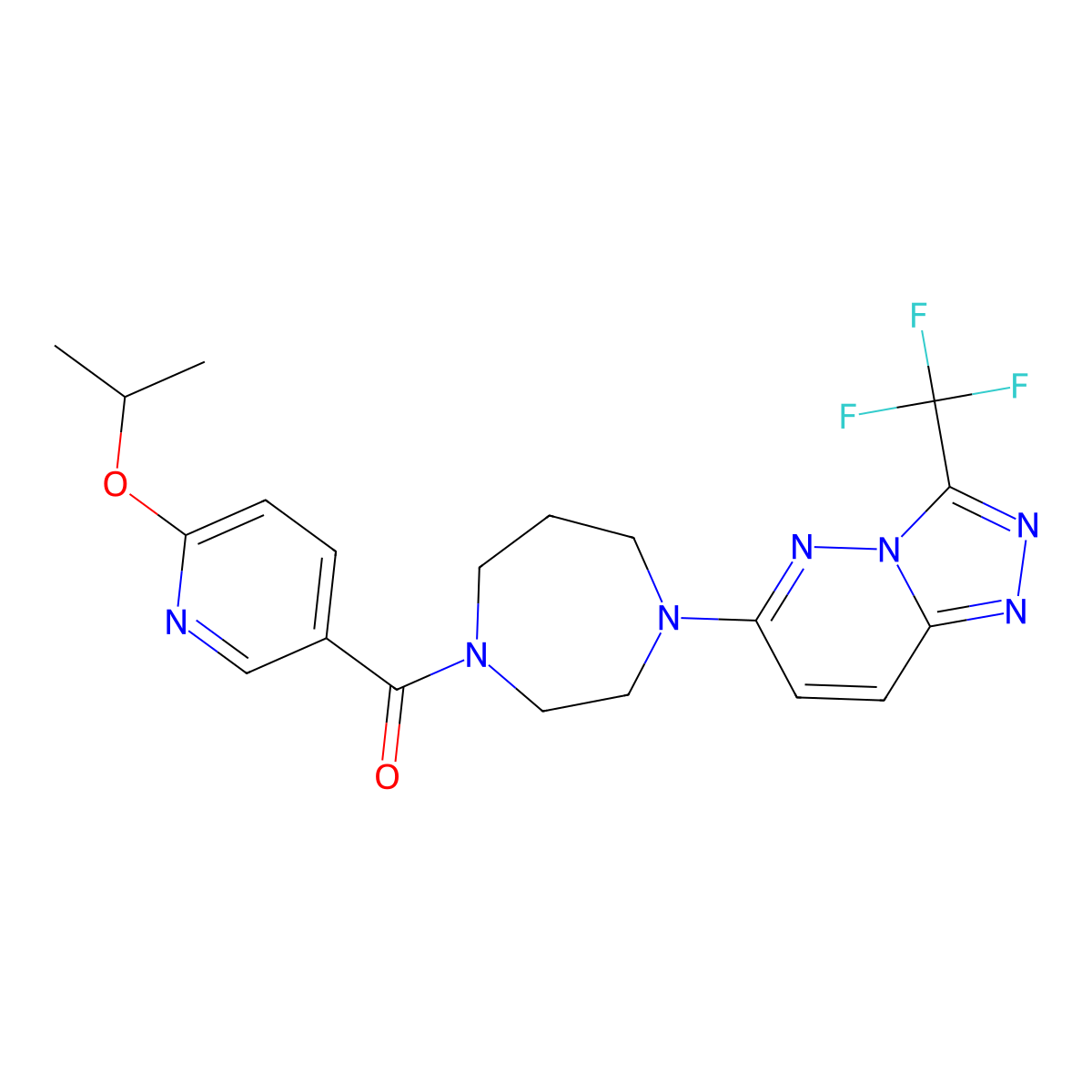1-[6-(Propan-2-yloxy)pyridine-3-carbonyl]-4-[3-(trifluoromethyl)-[1,2,4]triazolo[4,3-b]pyridazin-6-yl]-1,4-diazepane molecular structure, CAS 2380095-98-5