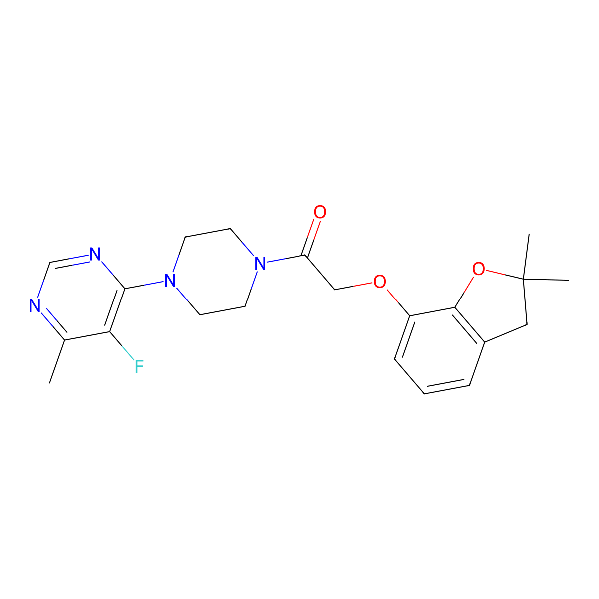2-[(2,2-Dimethyl-2,3-dihydro-1-benzofuran-7-yl)oxy]-1-[4-(5-fluoro-6-methylpyrimidin-4-yl)piperazin-1-yl]ethan-1-one molecular structure, CAS 2380096-04-6