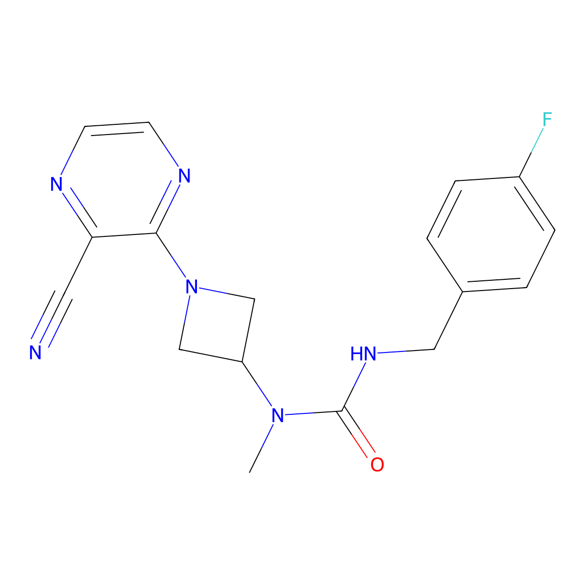 3-[1-(3-Cyanopyrazin-2-yl)azetidin-3-yl]-1-[(4-fluorophenyl)methyl]-3-methylurea molecular structure, CAS 2380096-08-0