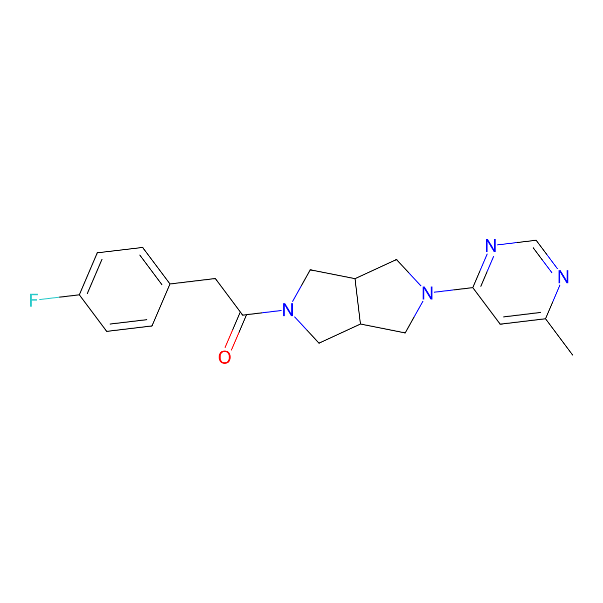 2-(4-Fluorophenyl)-1-[5-(6-methylpyrimidin-4-yl)-octahydropyrrolo[3,4-c]pyrrol-2-yl]ethan-1-one molecular structure, CAS 2380096-24-0