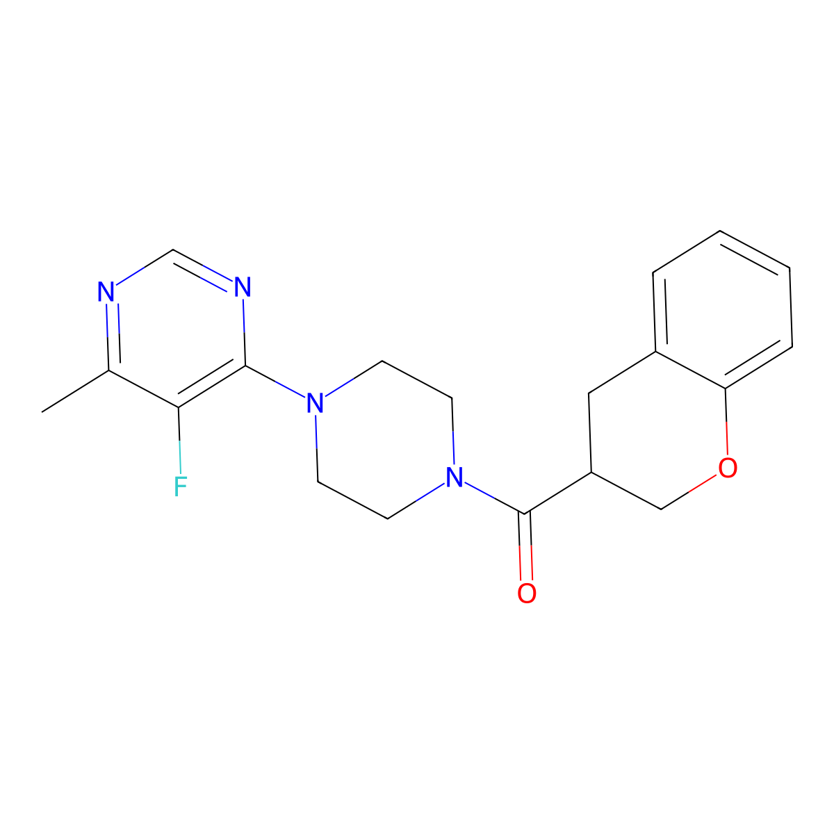 4-[4-(3,4-dihydro-2H-1-benzopyran-3-carbonyl)piperazin-1-yl]-5-fluoro-6-methylpyrimidine molecular structure, CAS 2380096-28-4