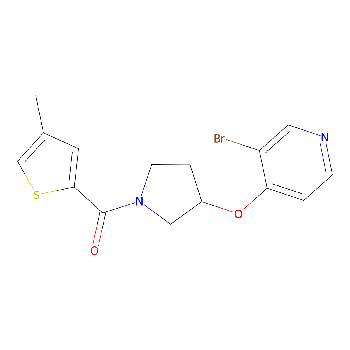 3-Bromo-4-{[1-(4-methylthiophene-2-carbonyl)pyrrolidin-3-yl]oxy}pyridine molecular structure, CAS 2380096-32-0