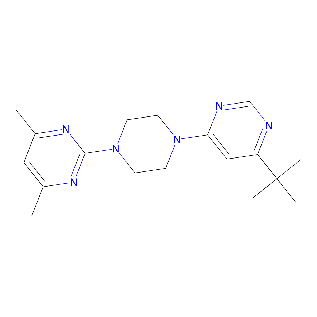 2-[4-(6-Tert-butylpyrimidin-4-yl)piperazin-1-yl]-4,6-dimethylpyrimidine molecular structure, CAS 2380096-33-1
