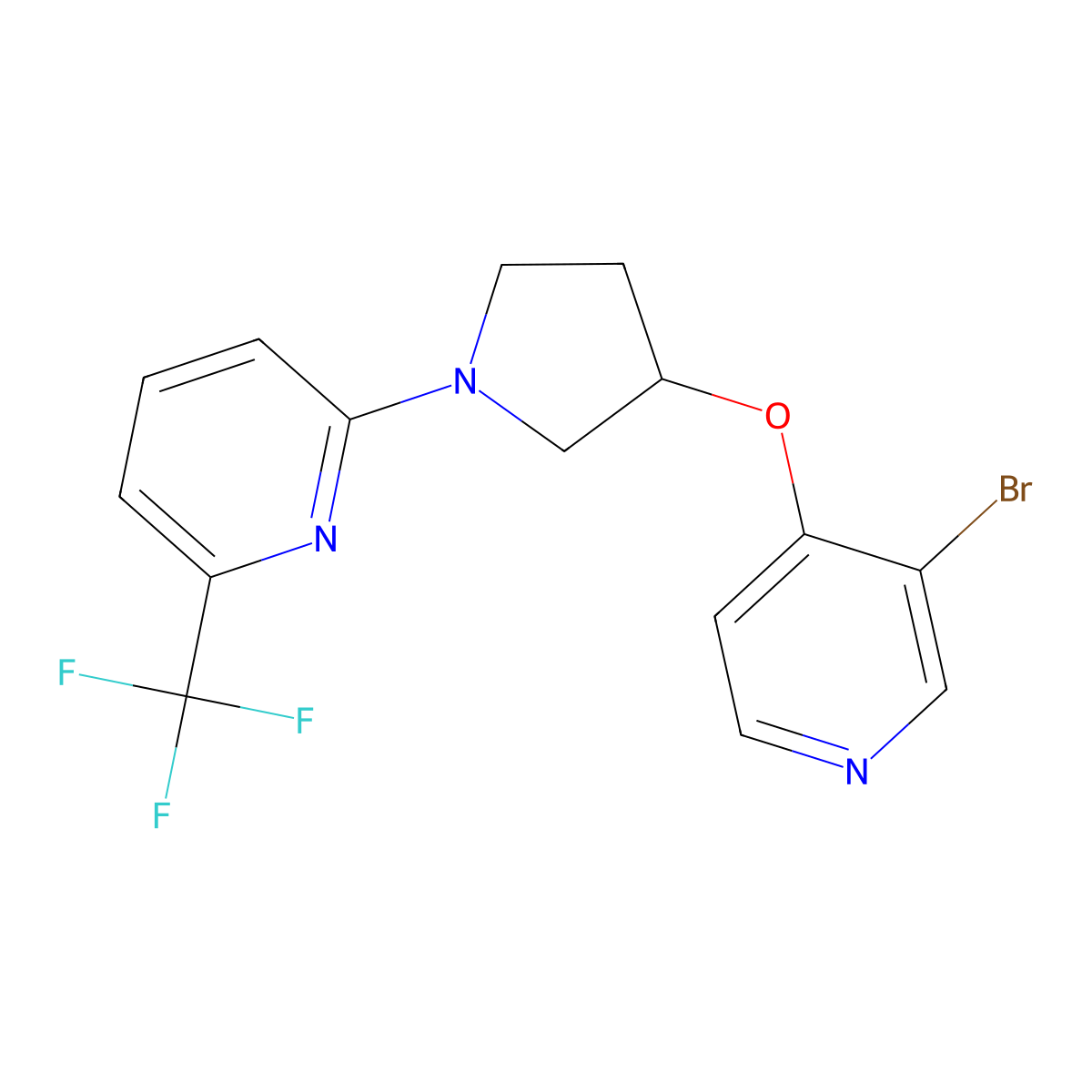 2-{3-[(3-Bromopyridin-4-yl)oxy]pyrrolidin-1-yl}-6-(trifluoromethyl)pyridine molecular structure, CAS 2380096-36-4