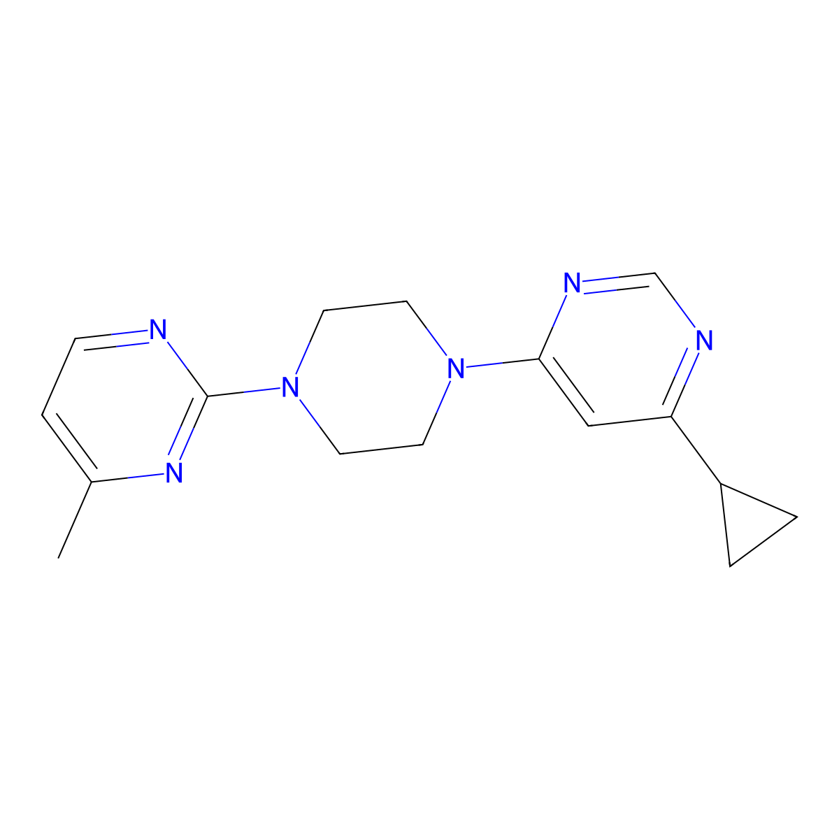 4-Cyclopropyl-6-[4-(4-methylpyrimidin-2-yl)piperazin-1-yl]pyrimidine molecular structure, CAS 2380096-41-1