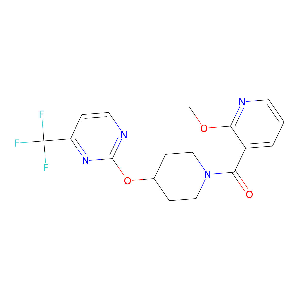 2-{[1-(2-Methoxypyridine-3-carbonyl)piperidin-4-yl]oxy}-4-(trifluoromethyl)pyrimidine molecular structure, CAS 2380096-50-2