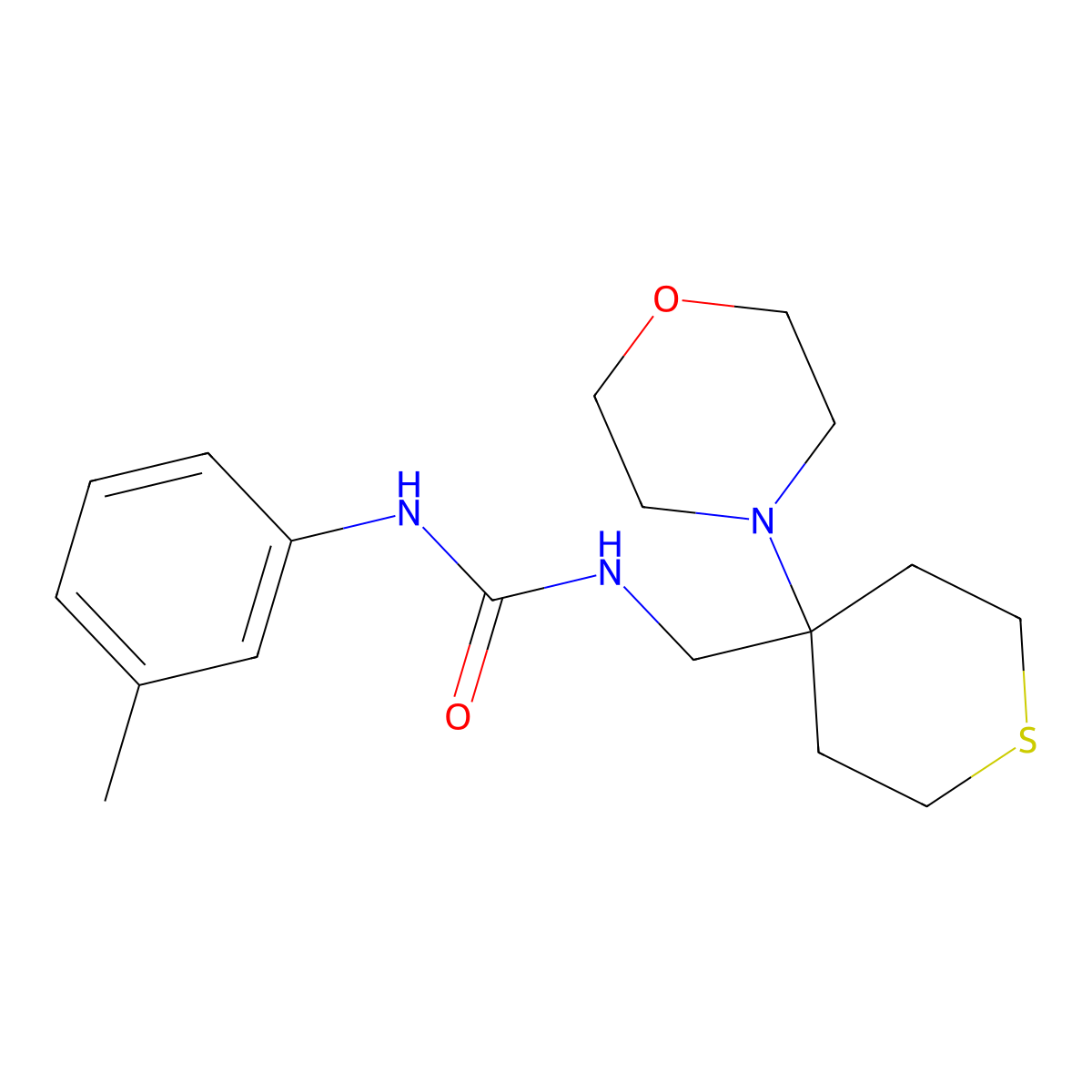 1-(3-Methylphenyl)-3-{[4-(morpholin-4-yl)thian-4-yl]methyl}urea molecular structure, CAS 2380096-75-1