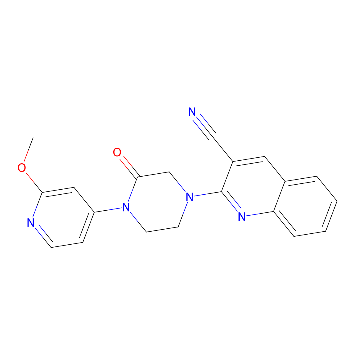 2-[4-(2-Methoxypyridin-4-yl)-3-oxopiperazin-1-yl]quinoline-3-carbonitrile molecular structure, CAS 2380096-79-5