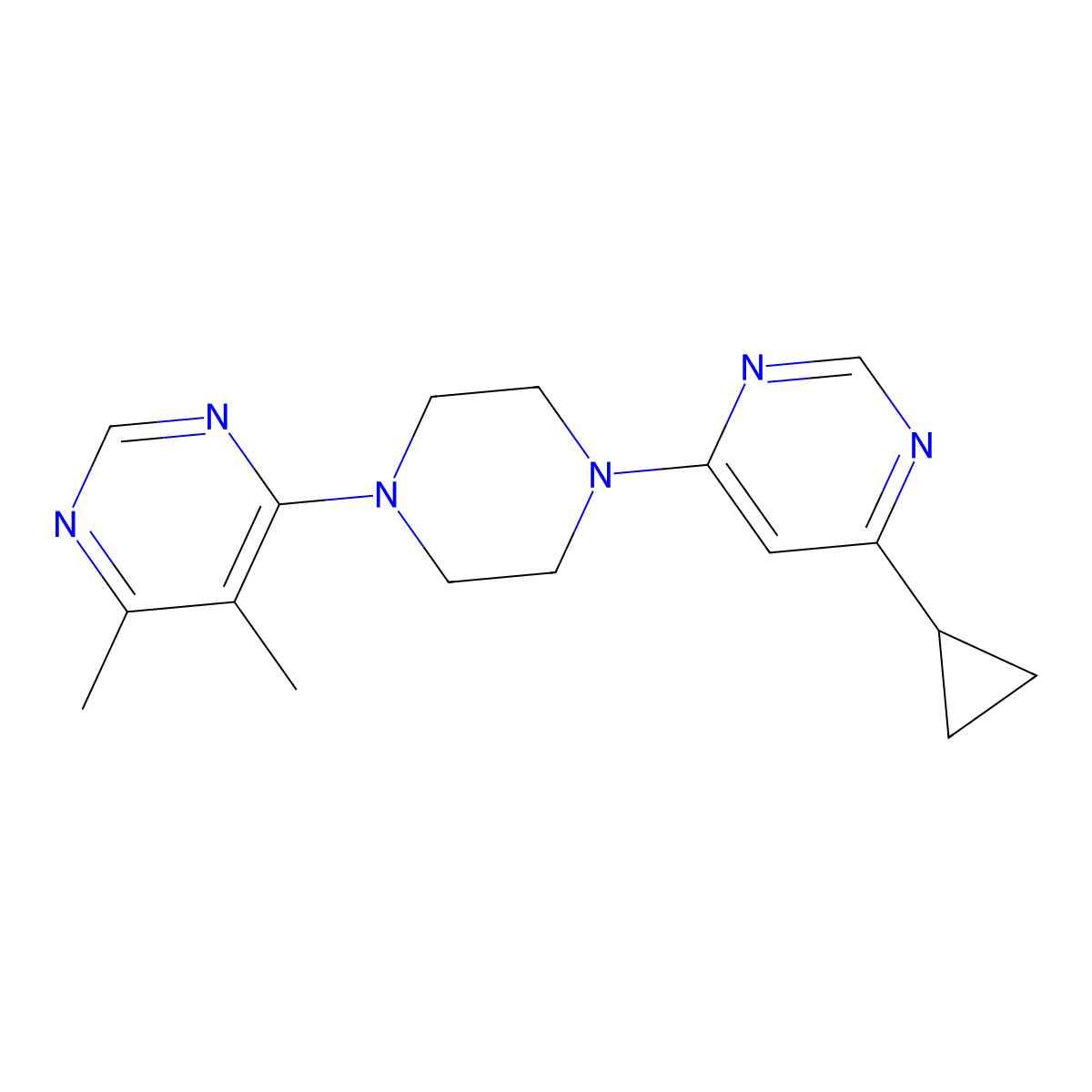 4-[4-(6-Cyclopropylpyrimidin-4-yl)piperazin-1-yl]-5,6-dimethylpyrimidine molecular structure, CAS 2380096-83-1