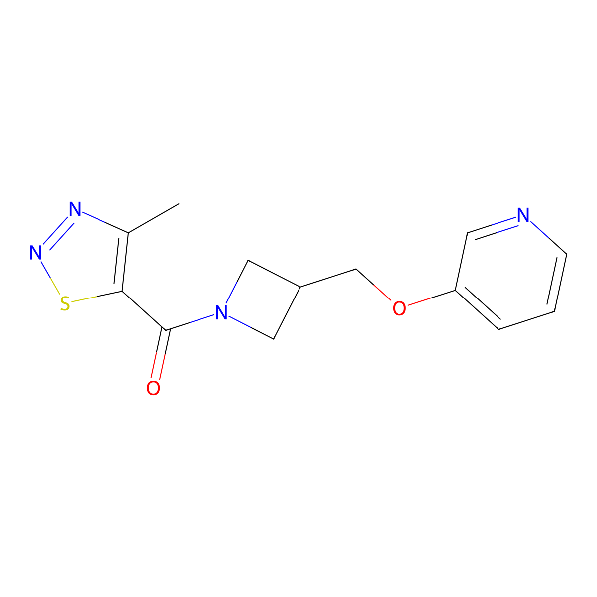 3-{[1-(4-Methyl-1,2,3-thiadiazole-5-carbonyl)azetidin-3-yl]methoxy}pyridine molecular structure, CAS 2380096-84-2