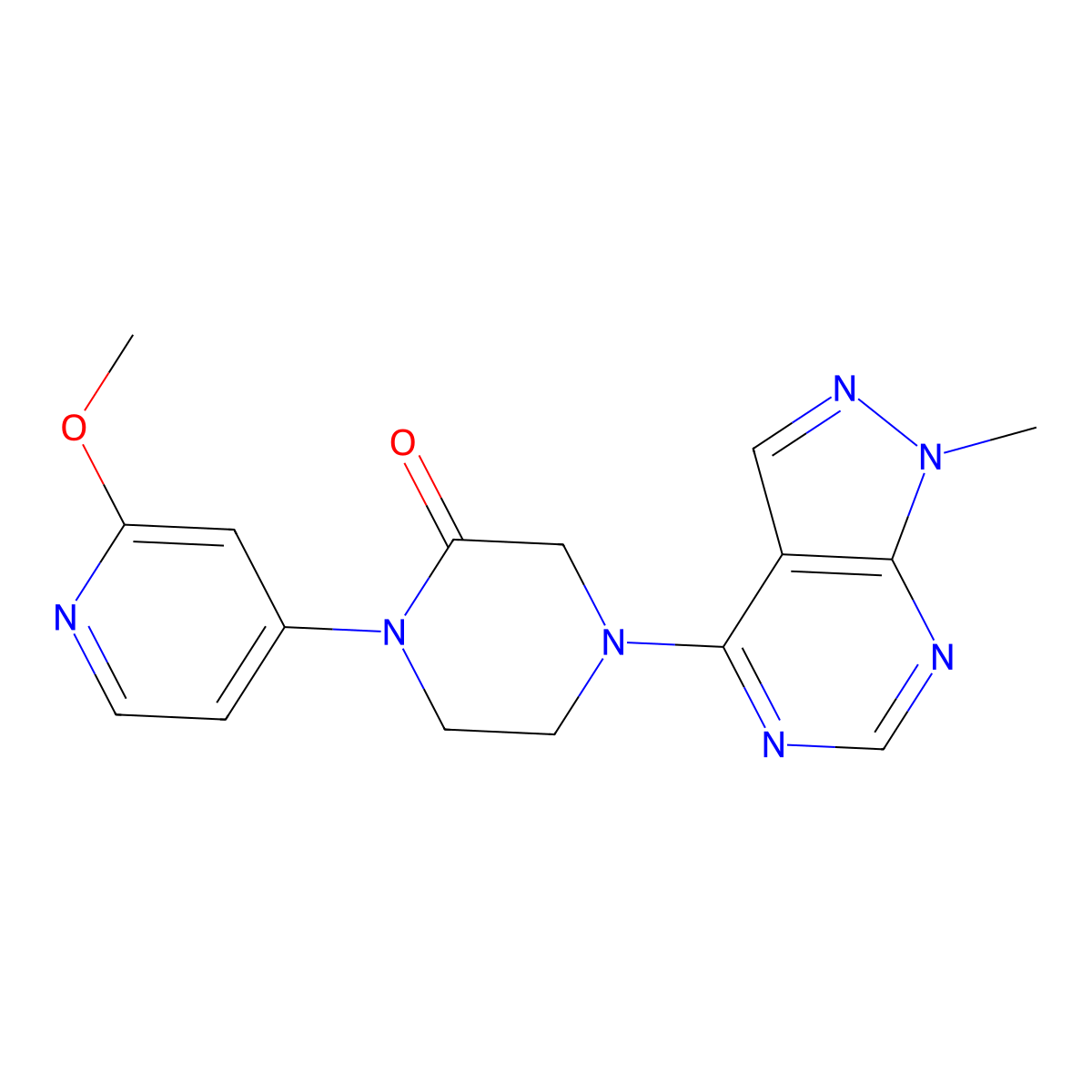 1-(2-methoxypyridin-4-yl)-4-{1-methyl-1H-pyrazolo[3,4-d]pyrimidin-4-yl}piperazin-2-one molecular structure, CAS 2380096-88-6