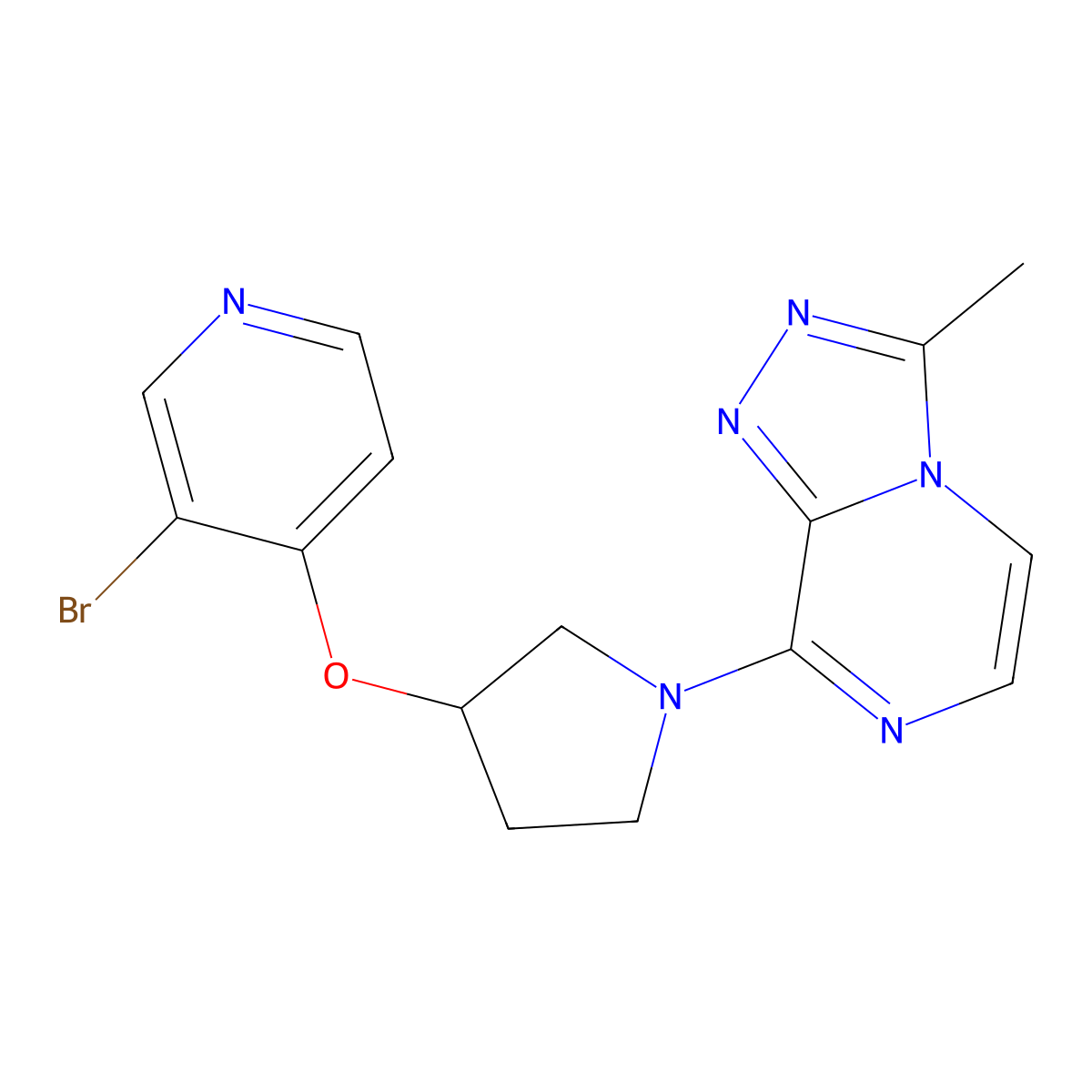 3-Bromo-4-[(1-{3-methyl-[1,2,4]triazolo[4,3-a]pyrazin-8-yl}pyrrolidin-3-yl)oxy]pyridine molecular structure, CAS 2380096-93-3