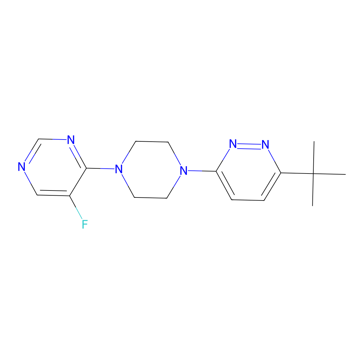 3-Tert-butyl-6-[4-(5-fluoropyrimidin-4-yl)piperazin-1-yl]pyridazine molecular structure, CAS 2380096-95-5