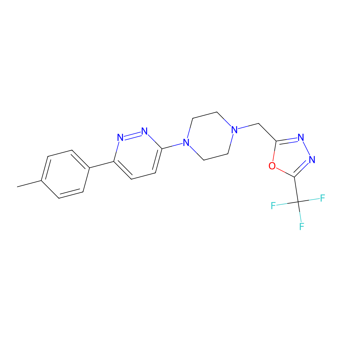 3-(4-Methylphenyl)-6-(4-{[5-(trifluoromethyl)-1,3,4-oxadiazol-2-yl]methyl}piperazin-1-yl)pyridazine molecular structure, CAS 2380096-97-7